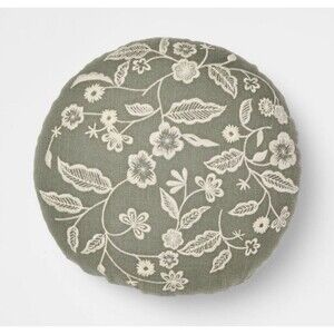Set of 2 Threshold Studio McGee 14” Round Pillow Embroidered Floral – NEW